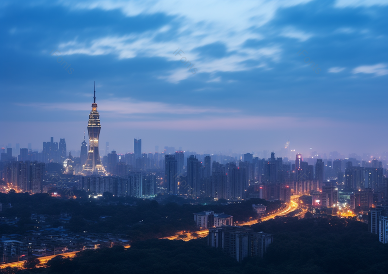 蓝色天空城市建筑清晰的摄影图高清的图片背景商务海报设计素材,高清,摄影图,摄影图片,图片大全,摄影图免费下载